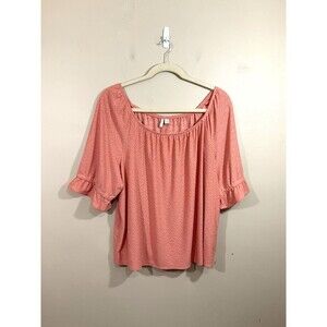 Cato Womens Scoop Neck Eyelet Shirt 22/24 Pink Coastal Boho Minimalist NWT